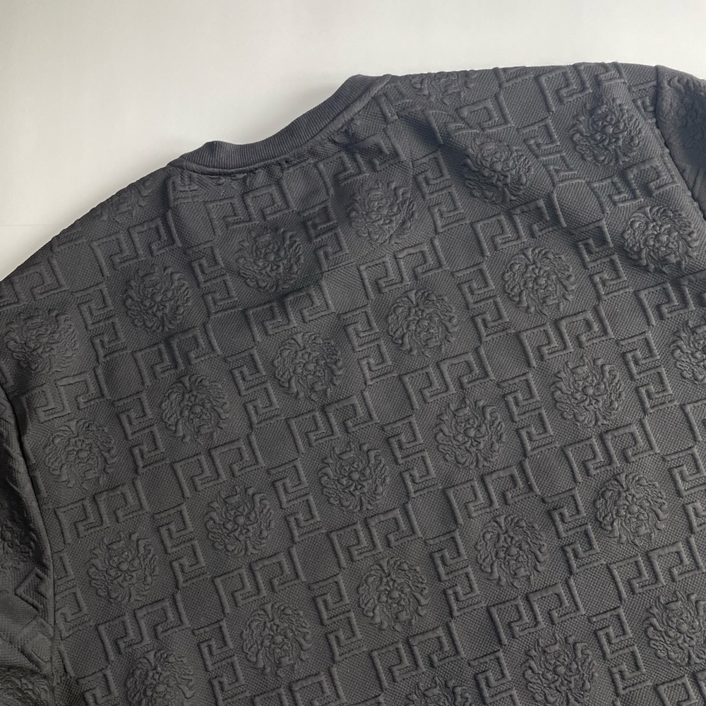 Makobi M4232 Bianchi Jacquard Crewneck Sweatshirt Size 3XL Black Embossed Print - Picture 9 of 14